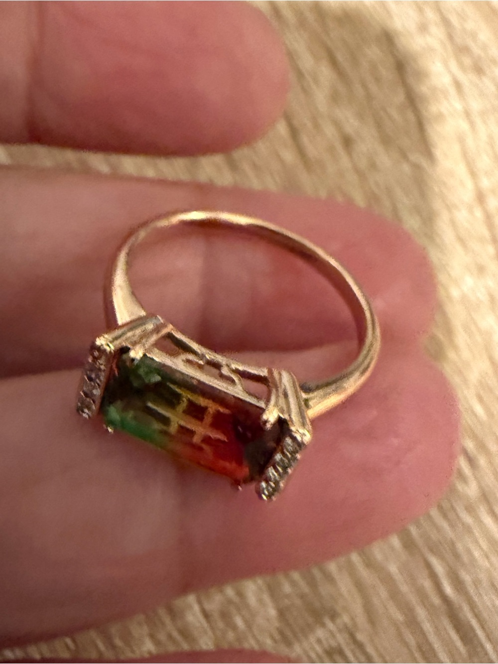 Gold-Tone Multicolor Glass Stone Ring - Women Jewelry